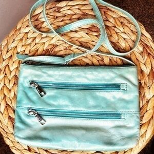 HOBO INTERNATIONAL Purse Crossbody bag Mint Green Leather multi zip pockets